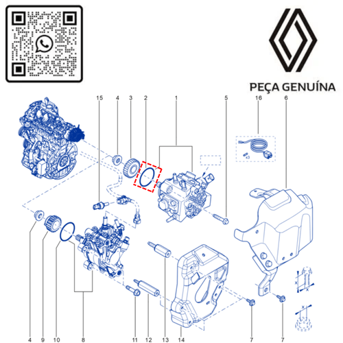 RN 064296 7701064296 ANEL DE VEDA€AO DA BOMBA DE ALTA PRESSAO MASTER 2.3 16V M9T 3